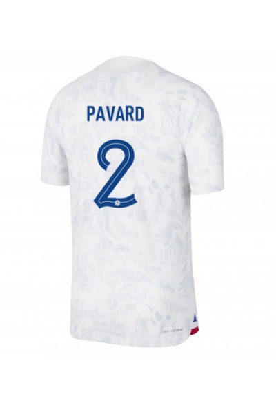 Ranska Benjamin Pavard #2 Jalkapallovaatteet Vieraspaita MM-kisat 2022 Lyhythihainen